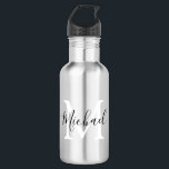 Personalized Monogram Kids Back To School  532 Ml Water Bottle<br><div class="desc">Send your kids back to school in style, with these stylish monogram water bottles. Perfect for trips to the park, beach, sports, and picnics. The bottle features your childs initial and name, all font styles, size and colour of text can be changed by clicking on the customize further link after...</div>