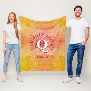 Personalized Monogram LAVISHLY LOVED Christian Fleece Blanket