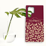 Personalized Monogram Leaves Daisies Burgundy Samsung Galaxy Case<br><div class="desc">This design features a chic monogram and custom name with a pastel yellow daisy and leaf art pattern over a burgundy background. Personalize the initial letter and name,  remove one or the other or edit using the design tool to select a font style,  size,  and colour you like.</div>