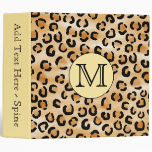 Personalized Monogram Leopard Print Pattern. Binder