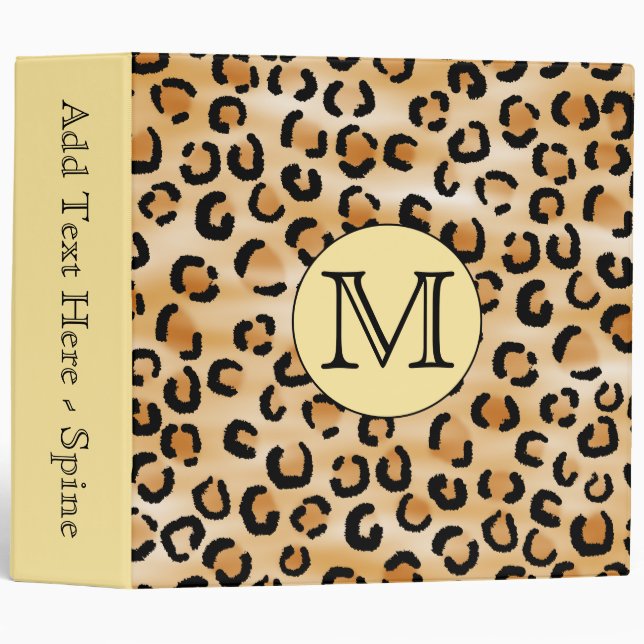Personalized Monogram Leopard Print Pattern. Binder (Front/Spine)