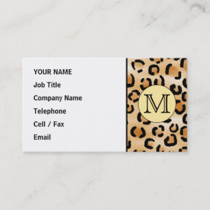 Personalized Monogram Leopard Print Pattern. Business Card