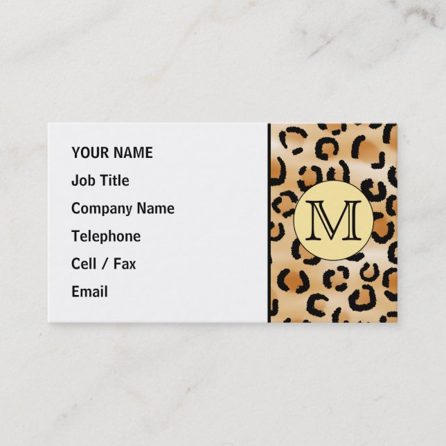 Personalized Monogram Leopard Print Pattern. Business Card (Front)