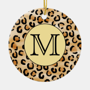 Personalized Monogram Leopard Print Pattern. Ceramic Ornament