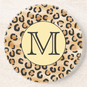 Personalized Monogram Leopard Print Pattern. Coaster
