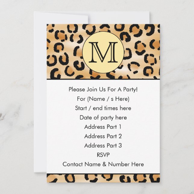 Personalized Monogram Leopard Print Pattern. Invitation (Front)