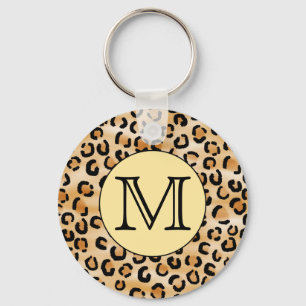 Personalized Monogram Leopard Print Pattern. Keychain