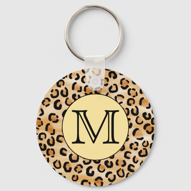 Personalized Monogram Leopard Print Pattern. Keychain (Front)