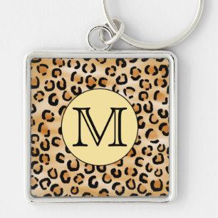 Personalized Monogram Leopard Print Pattern. Keychain