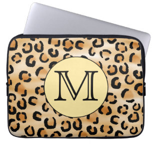 Personalized Monogram Leopard Print Pattern. Laptop Sleeve