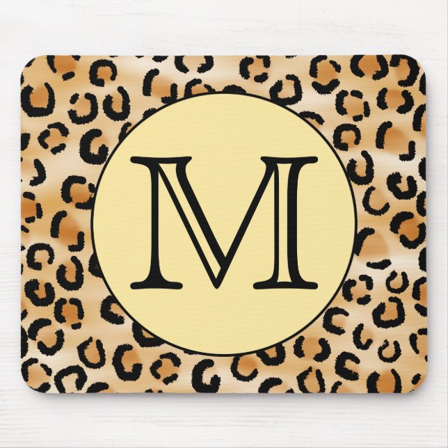 Personalized Monogram Leopard Print Pattern. Mouse Pad (Front)