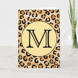 Personalized Monogram Leopard Print Pattern. Note Card