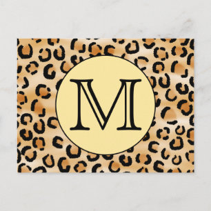 Personalized Monogram Leopard Print Pattern. Postcard