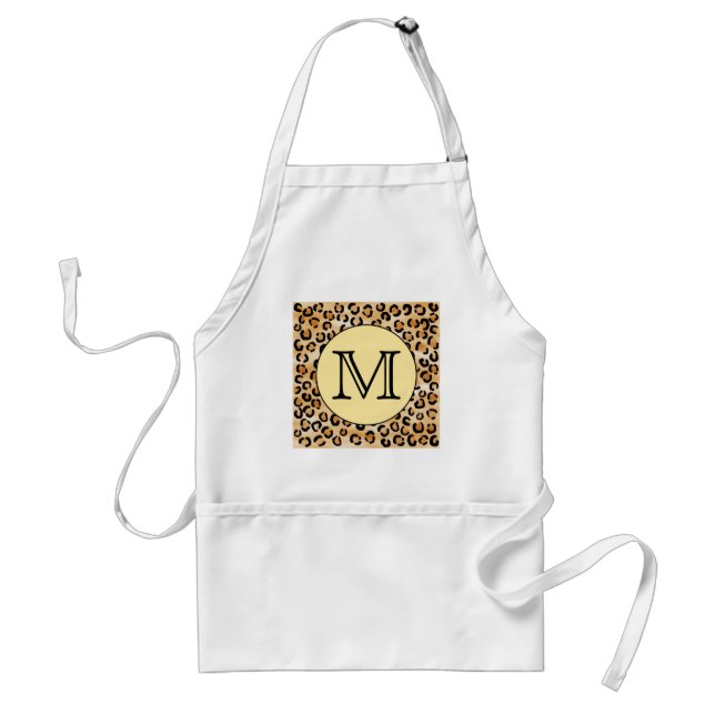 Personalized Monogram Leopard Print Pattern. Standard Apron (Front)