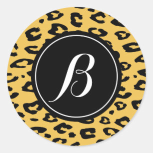 Personalized monogram leopard print stickers