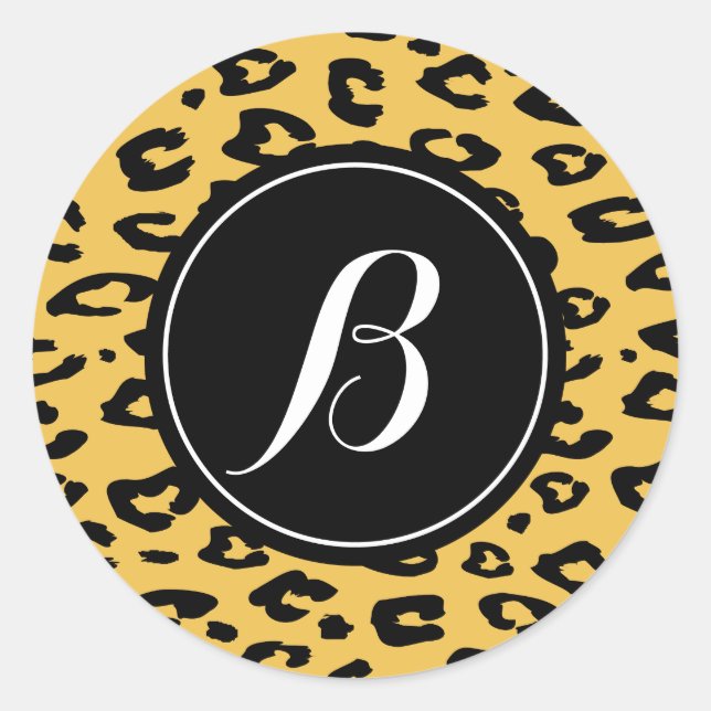 Personalized monogram leopard print stickers (Front)