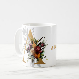 Personalized Monogram Letter A with Last Name Coffee Mug