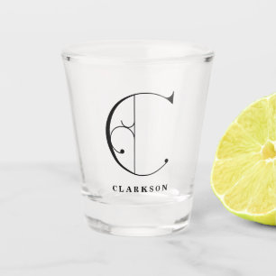 Personalized Monogram Letter C with Last Name Shot Glass