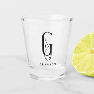 Personalized Monogram Letter G with Last Name Shot Glass
