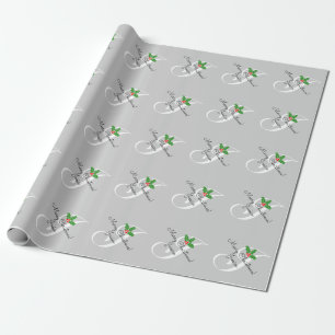 Personalized monogram letter J chic grey Christmas Wrapping Paper