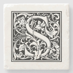 Personalized Monogram Letter S Wedding Birthday Stone Coaster