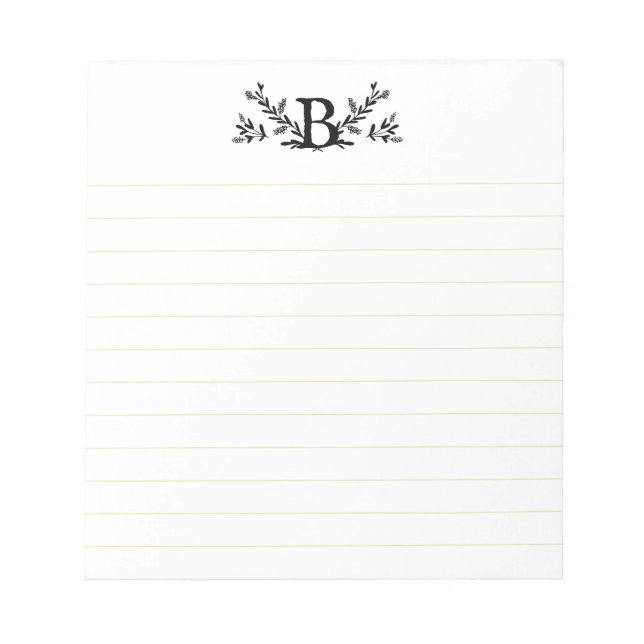 Personalized Monogram Lined Notepad (Front)