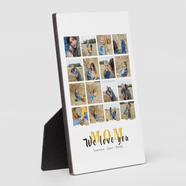 Personalized monogram Love You mom 16 family Photo Plaque (Side)