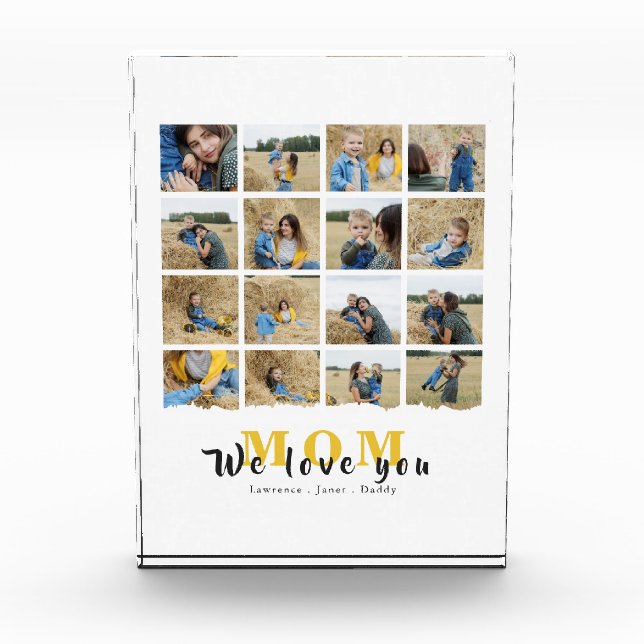 Personalized monogram Love You mom 16 Mother Photo Block (Front)