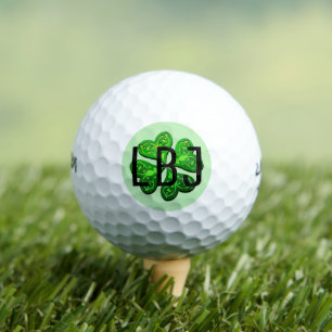 Personalized Monogram Lucky 4 Leaf Clover Gift Gol Golf Balls