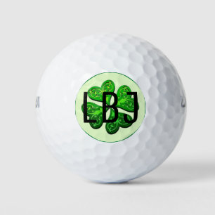 Personalized Monogram Lucky 4 Leaf Clover Gift Golf Balls