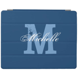 Personalized monogram magnetic iPad cover   Blue