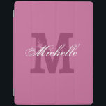 Personalized monogram magnetic iPad cover | Pink<br><div class="desc">Personalized monogram magnetic iPad cover | Pink. Custom name cover with monogrammed letter. Vintage and elegant script typography text. Nice gift idea for Birthday or Christmas. Suitable for men women and kids.</div>