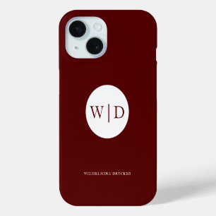 Personalized Monogram Maroon iPhone 15 Case