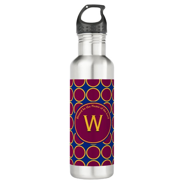 Personalized Monogram Maroon CIRCLES 710 Ml Water Bottle (Front)