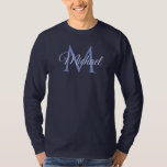 Personalized Monogram Men's Basic Long Sleeve T-Shirt<br><div class="desc">Custom Monogram Initial Letter Name Men's Template Elegant Trendy Navy Blue Basic Long Sleeve T-Shirt.</div>