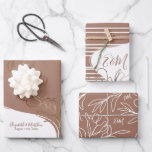 Personalized Monogram Mocha Brown Floral Wedding  Wrapping Paper Sheet<br><div class="desc">Mocha brown personalized abstract floral engagement,  wedding or bridal shower wrapping paper with golden flowers. Add your own text with easy to use Zazzle editing tool!  Modern design in neutral colours. PLEASE NOTE: The gold details are imitation. No actual foil used. Visit the shop to see all the collection.</div>