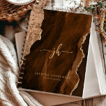 Personalized Monogram Mocha Brown Gold Agate 2025 Planner<br><div class="desc">This elegant 2025 planner features a mocha brown watercolor agate design trimmed with gold faux glitter. Personalize it with monogram initials in trendy gold-coloured script lettering,  along with the name and the year in sans serif font.</div>