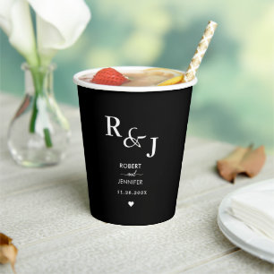 Personalized Monogram Modern Elegance Wedding  Paper Cups