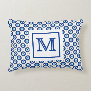 Personalized Monogram Modern Evil Eye Pattern  Accent Pillow