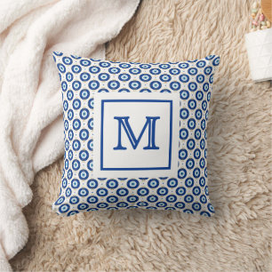Personalized Monogram Modern Evil Eye Pattern  Throw Pillow