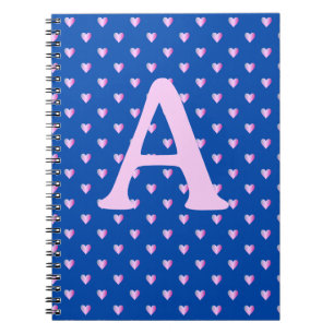 Personalized Monogram Modern Hearts Pattern Notebook