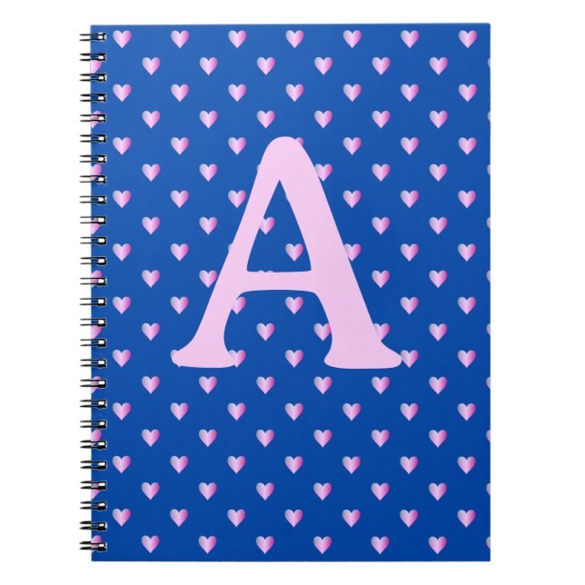 Personalized Monogram Modern Hearts Pattern Notebook (Front)
