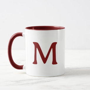 Personalized Monogram Modern Maroon White Mug