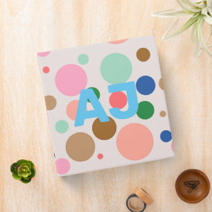 Personalized Monogram Modern Polka Dot Binder