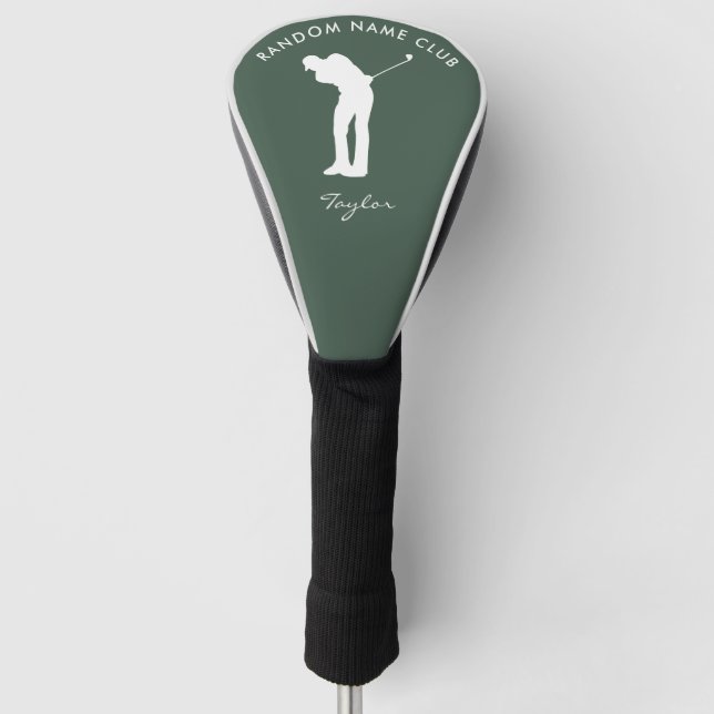 Personalized Monogram Modern Sage Green Club Name Golf Head Cover (Front)