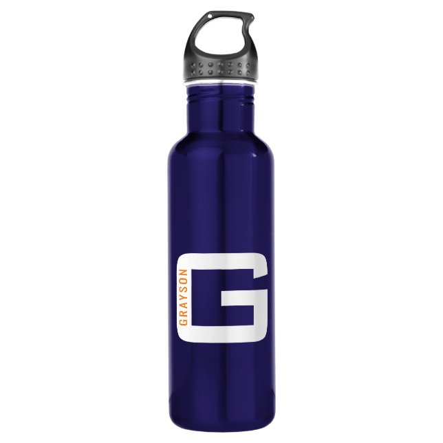 Personalized Monogram Modern Unique Techy 710 Ml Water Bottle (Front)