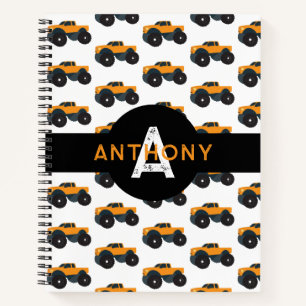 Personalized Monogram Monster Truck Vehicle Kids Notebook