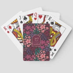 Personalized Monogram Moody Floral Playing Cards
