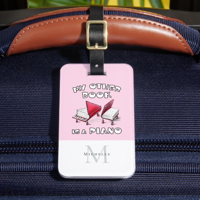 🎶 Personalized Monogram Musical My Book Piano 🎹 Luggage Tag (Front Insitu 2)