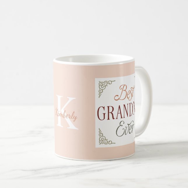 Personalized Monogram Name Best Grandma Ever  Coffee Mug (Front Right)